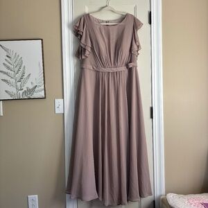 Azazie Daphne Taupe A18 Modest Mother Of The Bride Groom Dress